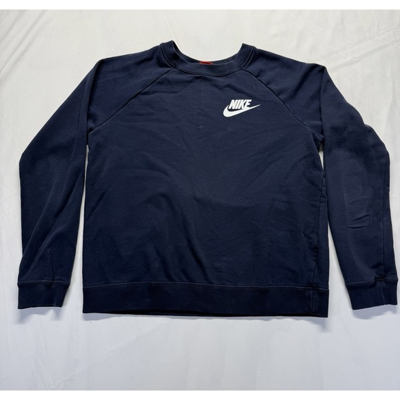 Nike Other - Nike Crewneck Sweatshirt Mens M Navy Blue fleece White Swoosh Logo Pullover